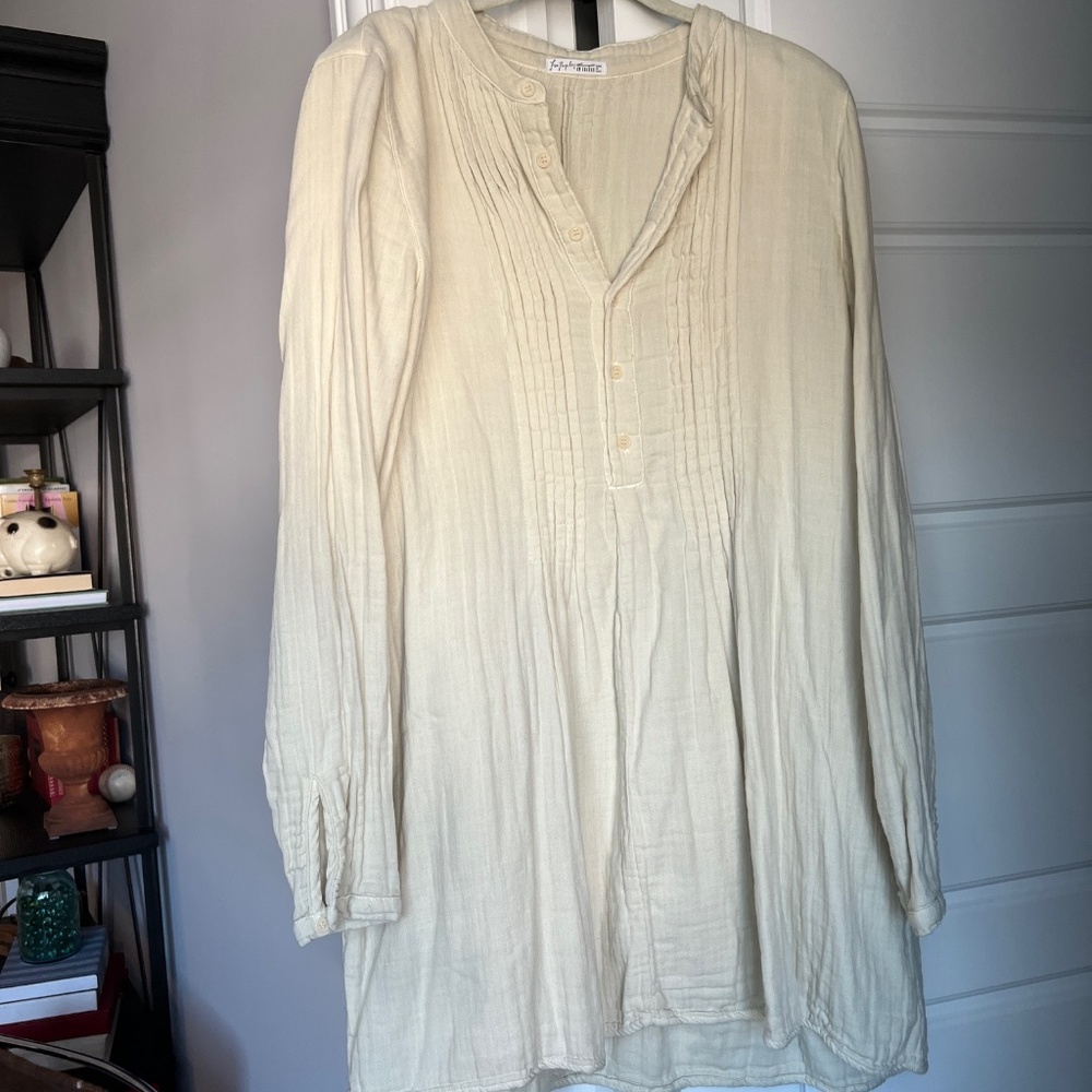 Free People Cream Lightweight Pintuck Mini Dress